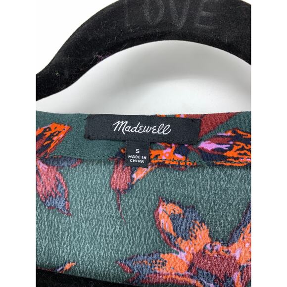 Madewell Easy Dress Womens Small Long Sleeve Button Front Green Floral Print - Picture 3 of 6